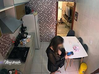 thay ksada exits shower in nightgown flashing delivery guy her curves