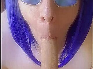 mature babe gags deep on 8-inch uncut cock swallows load