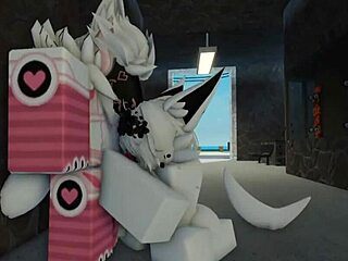 Furry shark pounds fiercely on sunny beach roblox