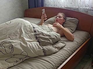 Wife's Passionate Wet Homemade Masturbation Watching Porn Sequel