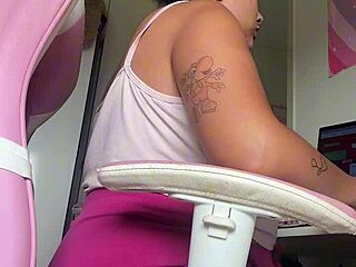 Chubby Babe FARTS Loudly At HOME OFFICE Desk!