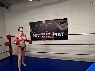 i get smothered by her massive tits as the fighter pins me down