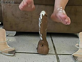 Goddess feet milk explosive footjob cum tribute