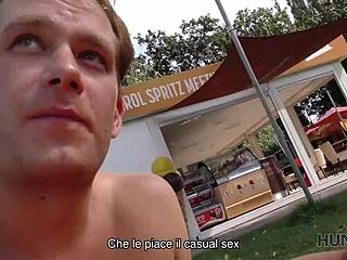 young brunette bends over for anal cash pounding 😈 outdoor czech style