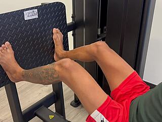 what happens sharing gym machine with sexy petite latina bent over outdoors