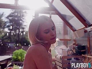 Petite Blonde Kiara Cole Gardens Outdoors with Playboy Bombshell NARRATIVELY