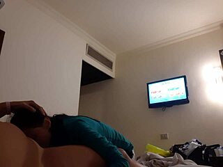 brunette girlfriend gags on cock then licks pussy to orgasm in hotel