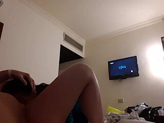 brunette girlfriend gags on cock then licks pussy to orgasm in hotel