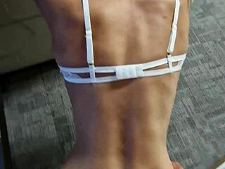 passionate anal creampie fills her ass after doggystyle on bed.