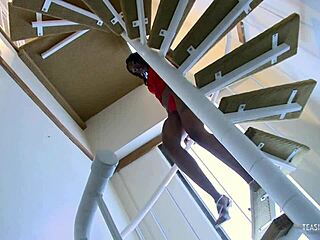 gorgeous big tits ebony struts heels for wild interracial pounding