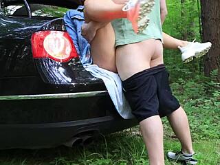 Bride Sneaks Outdoor Forest Fuck Doggystyle with Ex-Boyfriend's Cock