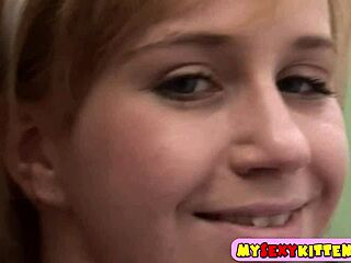 cutie fingers wet pussy stairs