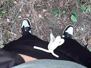 i risk orgasm masturbating publicly in forest as horny milf