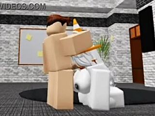slutty roblox bunny sneaks locker room for rough fucking