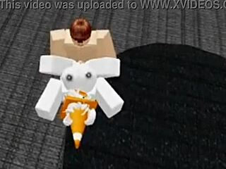 slutty roblox bunny sneaks locker room for rough fucking