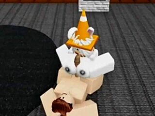 slutty roblox bunny sneaks locker room for rough fucking