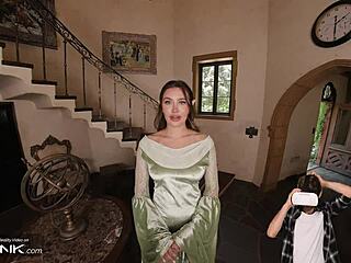 Horny elf Arwen deepthroats huge cock and balls in epic LOTR cosplay VR suckfest