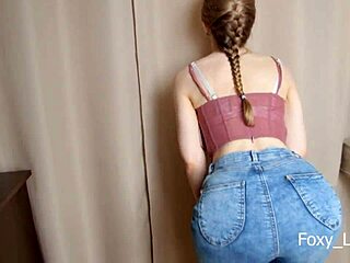 cute college babe's tight jeans ripped for roommate doggystyle creampie