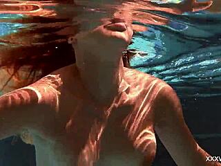 serbian and russian skinny teens bathing underwater