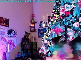 horny babe tricks out clear chair dildo ride