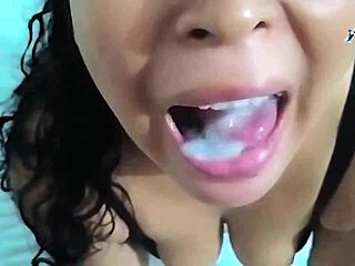 mature latina milf masturbates swallows cuckold cum denies pussy fuck