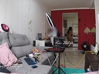 Cuckold Wife Flashes See-Through Bikini Teases Tech Guy Exhibitionist Slut Style!