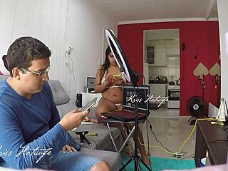 Cuckold Wife Flashes See-Through Bikini Teases Tech Guy Exhibitionist Slut Style!