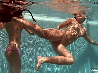 serbian and russian skinny teens bathing underwater