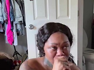 pretty ebony sloppy blowjob ball licking facial cumshot morning