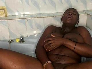 bathroom solo with my huge dildo stretching me crazy wide