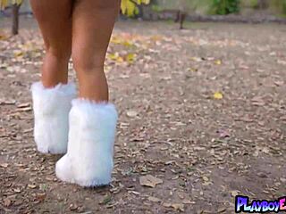 Awesome Lena The Plug Strips Outdoor Revealing Amazing Boobs