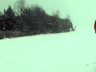 Skinny Shaved Girl Flashes Tits in Garden