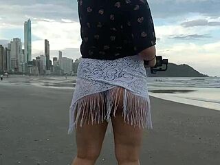 cute pregnant teen seduces everyone on the beach