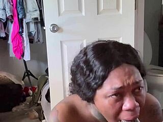 pretty ebony sloppy blowjob ball licking facial cumshot morning