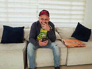 delivery boy scores lucky ffm threesome fucking two hot amateur whores