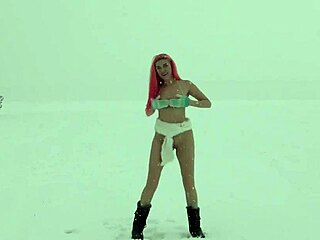 Skinny Shaved Girl Flashes Tits in Garden