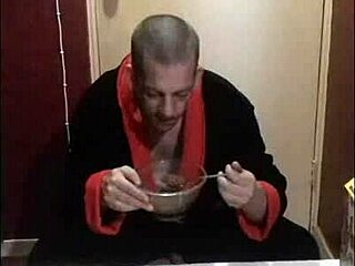 Bisexual Dude Drowns Coco Pops In Piss And Cum Breakfast