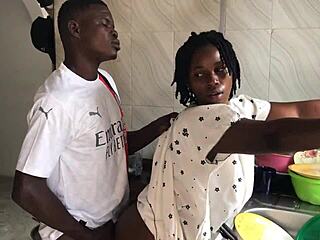 i'm screwing the sexy ebony maid right in the kitchen