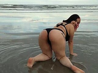 cute pregnant teen seduces everyone on the beach