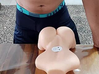 Young guy tests kinky sex toy with neighbor