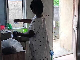 i'm screwing the sexy ebony maid right in the kitchen