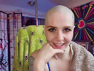 blonde milf's eyebrow head shave teases wildly free