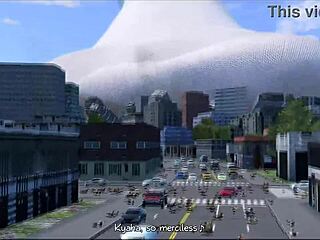 two massive giantesses tower over city crushing everything below