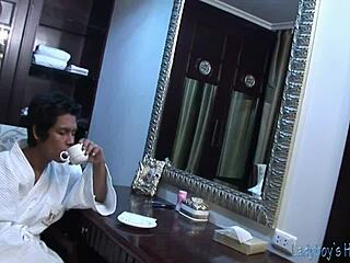 thai ladyboy's slippery massage turns anal wild