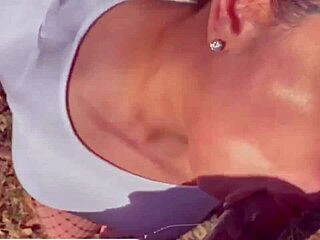 Asian babe sloppy outdoor blowjob gagging deepthroat