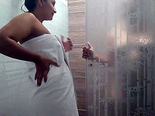 roommate licks shaved pussy horny shower cunilingus