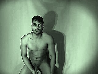 Hey, check out this muscular bodybuilder's steamy solo stroke session in grayscale, super hot numero uno vibes!