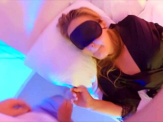 Milf sucks cock and swallows cum on sofa