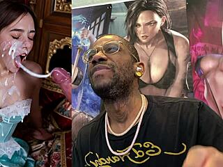 cumshot facial covers horny trans girl huge cock petite bulging breasts ai