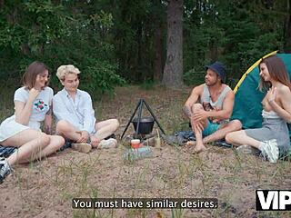 shy russian teens share ass licking and outdoor group fucks in forest